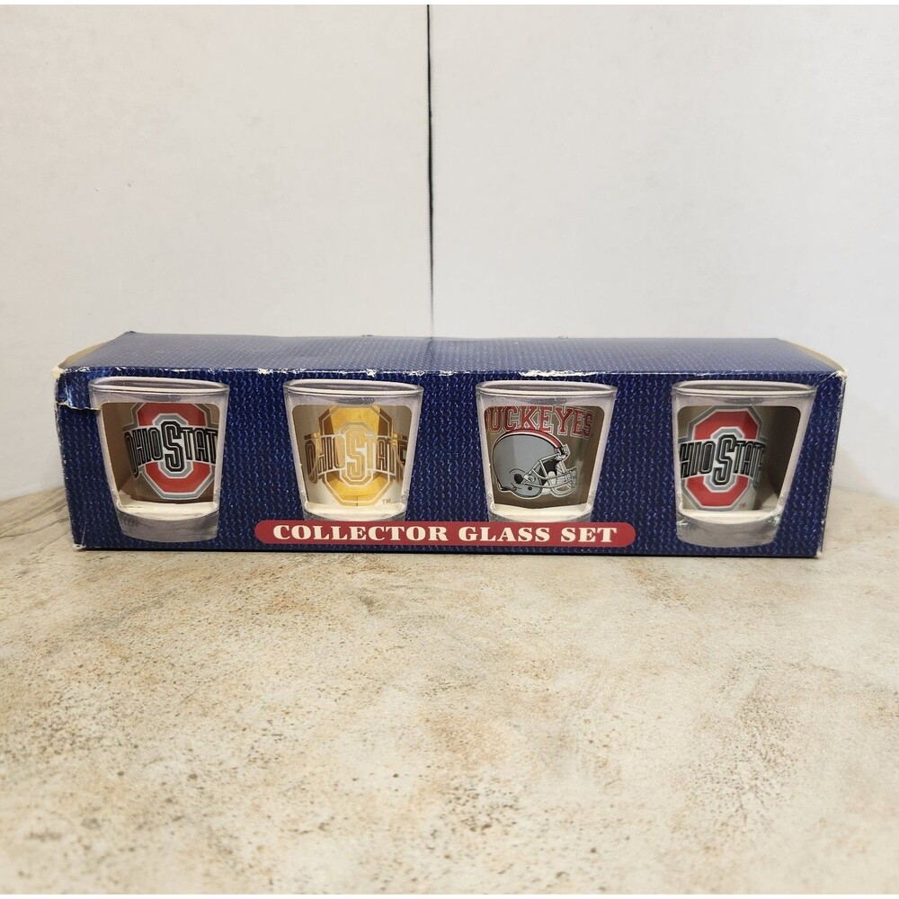 Ohio State Buckeyes Football Collector Shot Glass Set 4 Piece OSU College